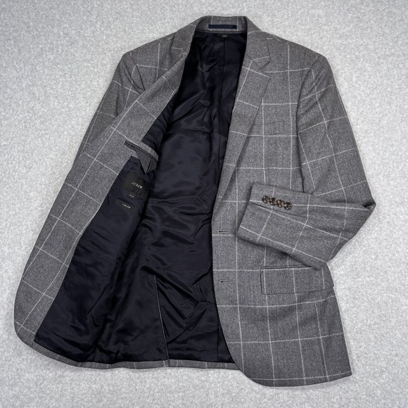 J. Crew Ludlow Sport Coat Mens 34S Gray Windowpane Vitale Barberis Canonico